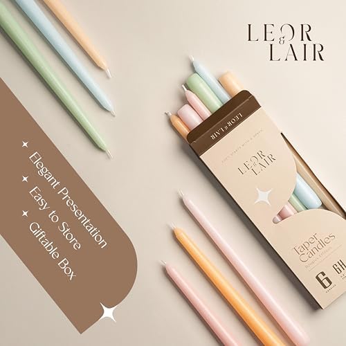 Leor & Lair Pastel Taper Candles, 6 Pack, 10" Tall Candlesticks, Unscented - Image 4