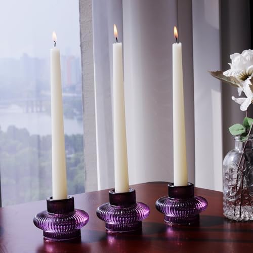 VOHO Set of 6 Purple Taper Candle Holders for Halloween Thanksgiving Gifts - Image 5