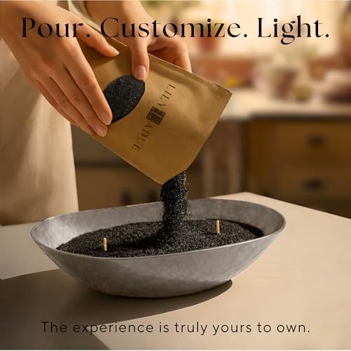 LILY LADUE Black Sand Candle Kit - 1Lb/16Oz Pearled Candles Sand and Wicks (24) with Platinum Holder, Unscented Aroma Beads, Reusable Pearled Candle Wax for DIY Home Kit, Powder Beads Refill Available - Image 4
