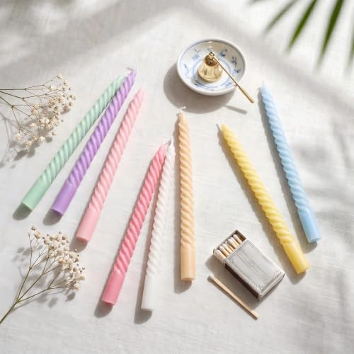 MTLEE 16 Pcs Long Taper Candlestick Bulk 10 Inch Smokeless, Candy - Image 2