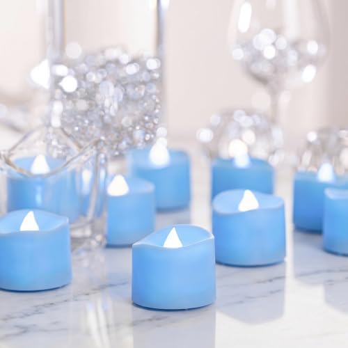 Homemory 24-Pack Light Blue Flameless Battery Tea Light Candles, 200+ Hours by Homemory