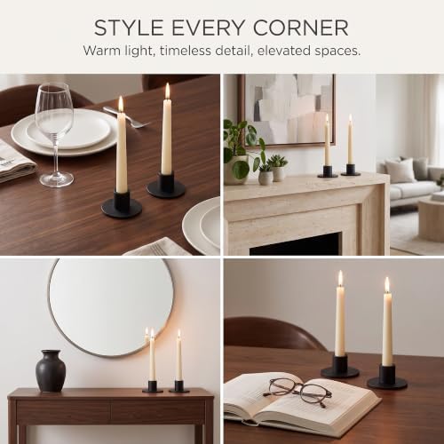 4Pcs Black Retro Candle Holders, Candlestick Holder - Image 3