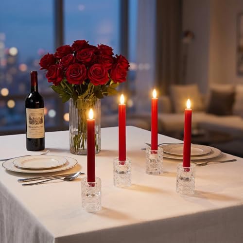 Simplelight Red Flameless Taper Candles with Timer, 9 Inch, Pack of 4 - Image 3