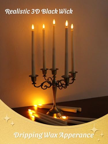 12 Pcs Flameless Taper Candles with Remote Timer, 11" Long Battery Operated Taper Candles, Flickering 3D Flame, Plastic Fake LED Candlesticks for Home Wedding Party Halloween, Ivory - Image 2