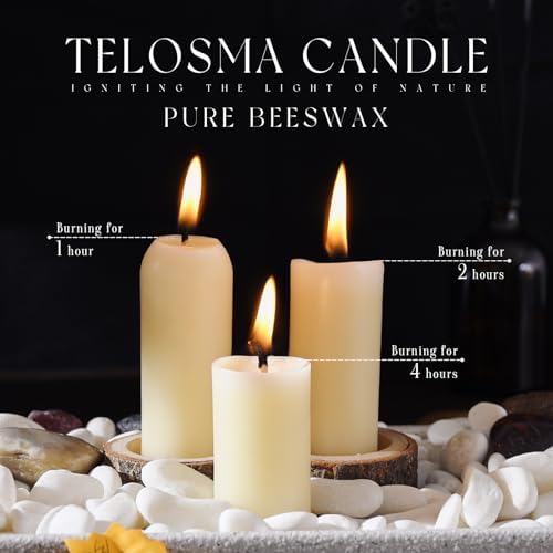 15 Pack Natural Thin Beeswax Pillar Candles, 1.3 inch Wide Dripless Candles - Image 6