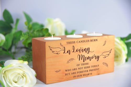 Sympathy Bereavement Gift for Loss of Loved One - Memorial Candle Holders - Handcrafted Wooden Keepsake with Poem - Condolence for Loss of Mother, Father (in Loving) - Image 5