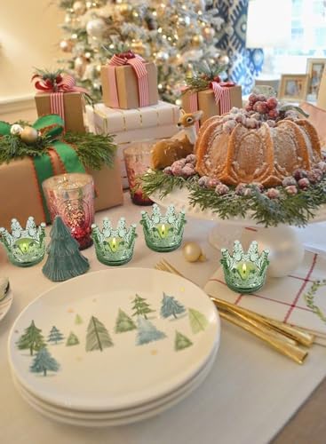 Vixdonos Votive Candle Holders Set of 6 Crown Glass Tealight Candle Holder for Wedding, Party and Home Decor(Green) - Image 4