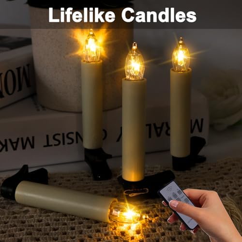 LED Christmas Candles, Flickering Clip on Candles for Christmas Tree, Battery Operated with Remote Timer, Warm White Light, Flameless Taper Candle for Home Christmas Decor, Set of 30 - Image 5