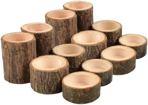 Yikko Tea Light Candle Holders, Personalized Wooden Votive Tealight Holders for Wedding Centerpieces for Table, Valentine's Day |Christmas Party |Home Decoration (Set of 12 (0.98", 1.65", 2.75")) by Yikko