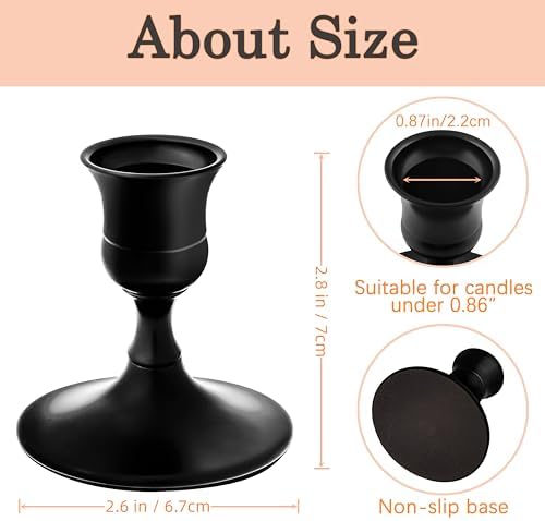 Matte Black Candlestick Holders, Small Taper Candle Holders,Set of 2 - Image 2