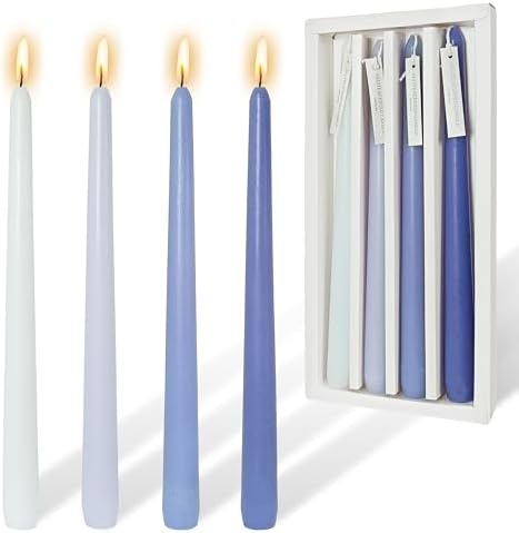 Smokeless Taper Candles Sea Salt Scented10 Inch Candle Sticks Gradient Blue Tapered Candles for Home Decor Holiday Gift by YUKCAXDLS