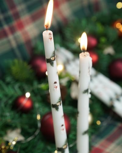 Long Candlesticks White Taper Candles 12 inch Unscented dripless Candle for Wedding Advent Home Decor Dinner Christmas，Set of 12,PrintB - Image 5