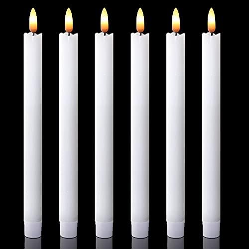 White Flameless LED Taper Candles Battery Operated with 6H Timer by DRomance