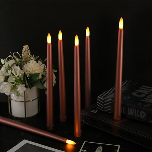Macarrie 24 Packs Flameless Taper Candles Battery LED 11",Rose Gold - Image 2