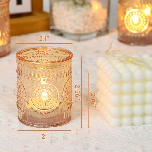 Lanttu 12 Pcs Gold Votive Candle Holder 2"x2.56" Tea Lights Candle Holders - Image 2