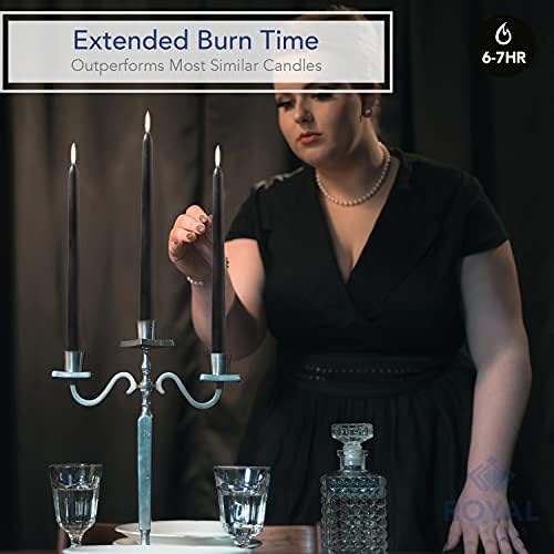 Royal Imports Unscented Taper Candles 10" Black 7-Hr Burn Time Set of 12 - Image 5