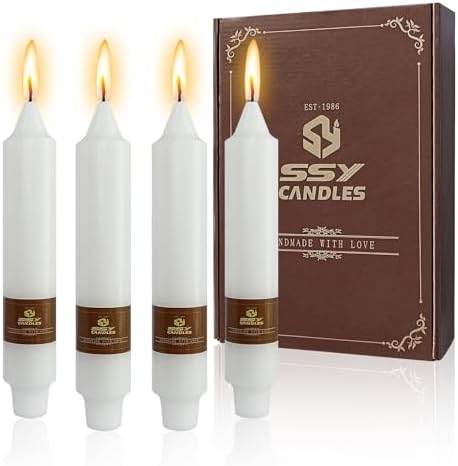 NJAO HOO White Short Taper Candle 7 Inch Candlesticks Unscented Dripless Tapered Candle Set for Home Decor Wedding Party Dinner Candles, 4 Pack by NJAOHOO