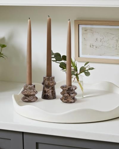 Vixdonos Marble Candle Holder Set of 3 Taper Candle Candlestick Mantle Candle Stand for Home Decor,Wedding,Party and Table Centerpieces(Brown) - Image 5