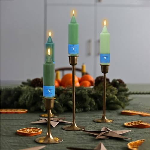 Unscented Dripless Taper Candles Gradient Green 5INCH Smokeless Short Taper Candlesticks for Dinner Weddings Birthday Party Home Décor - Image 4