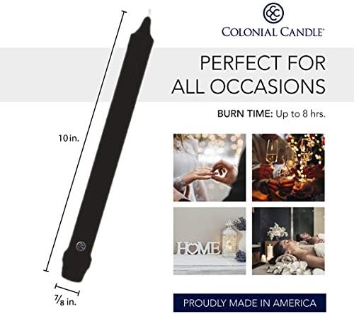 Colonial Candle Unscented Taper Candle, Classic Collection, Black, 10 in, Pack of 12 - Up to 8 Hours Burn - Image 3