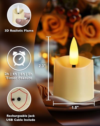 Homemory 12 PCS Rechargeable LED Flameless Votive Tea Lights - Image 4