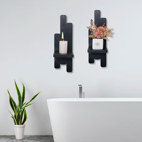 Yorkmills Wall Candle Sconces Set of Two, Black Wall Sconce Candle Holder - Image 4