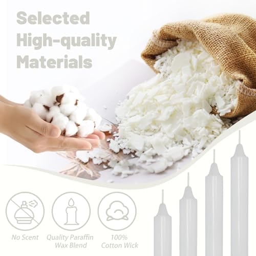 NJAO HOO White Candlesticks 8 Inch Unscented Taper Candle Dripless Handmade Colored Candles for Home Decor Dinner Table Kitchen and Bedroom, 4 Pack - Image 5