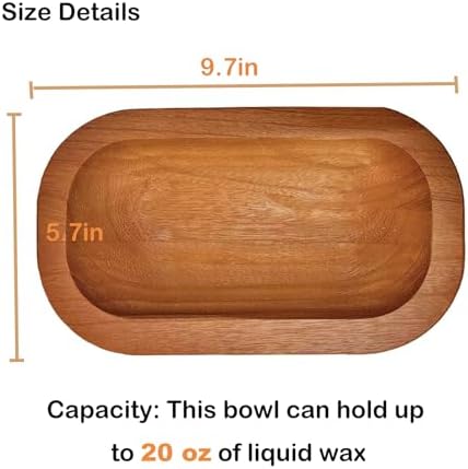 5 Pack 9.7in Dough Bowls for Candle Making Rustic Wooden Bowl Lightweight Candle Holder Empty Decorative Bowl (wicks included) - Image 2