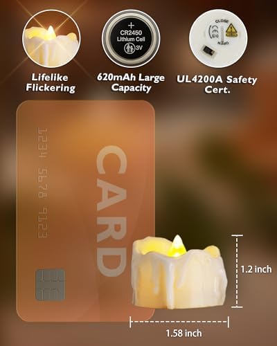 Homemory 12-Pack Remote Flameless LED Battery Tea Light Candles, 400+Hrs - Image 4