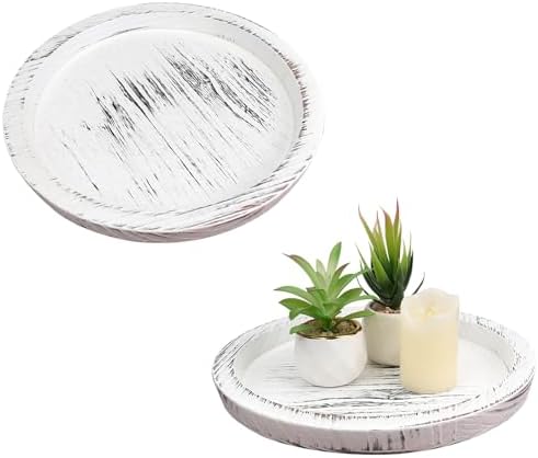 2 Pcs Decorative Serving Tray, Wooden Coffee Table Trays Decor by Mulaibdin