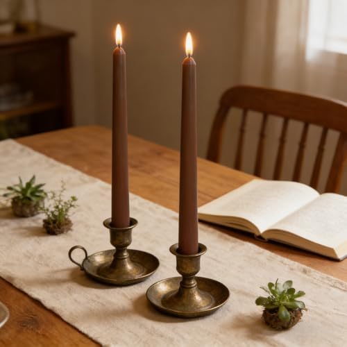 12-Pack Brown Taper Candles, 10 Inch Unscented Dripless Candlesticks, Long-Lasting Burn Time of 7-8 Hours, Perfect for Home Décor Dinner Party Meditation - Image 3