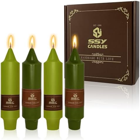 Olive Green & Grass Green Candles 5 inch Short Candle Unscented Taper Candles Ideal as Dinner Candles Smokeless Long Burning Candlesticks for Weddings Dinner Party Home Decor by XINAOBAOLUO