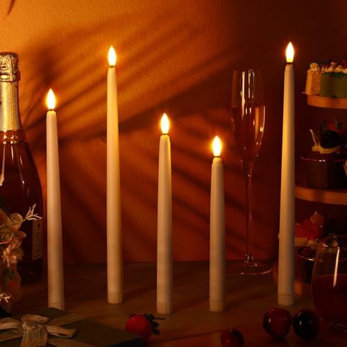 Rossesay 24 Pcs Flameless LED Taper Candles Battery Operated Candle 8.5", 9.65", 10.8", 12.8" Flameless Candlesticks Flickering for Christmas Church Wedding Indoor Decoration(Classic, White) - Image 3