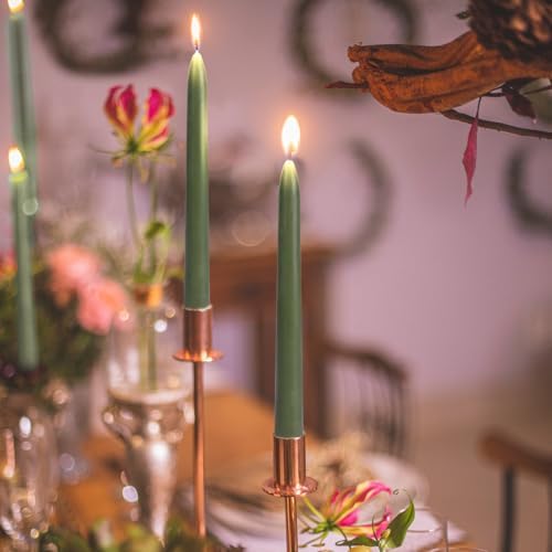 Green Beeswax Taper Candles,8" Long Candlestick,smokeless dripless unscented Natural Beeswax Candles.for Gift,Mother's Day (Green, 12 Pack) - Image 4