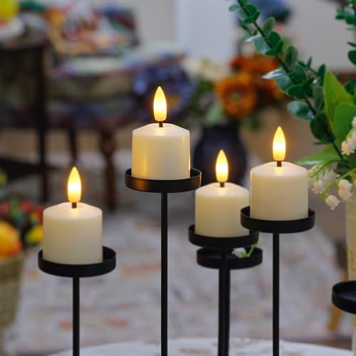 Small Flickering Tea Light Flameless Candles with Battery and Remote,1.5" x2.5" Ivory LED 2/4/6/8H Timer Votive Battery Operated Pillar Plastic Long Lasting 9pcs Tealight Candles - Image 6