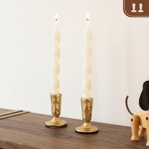 Candle Sticks Holder Decor, Set of 2 Vintage Gold Candle Holders, Modern Decorative Tapered Candlestick Holders Centerpiece for Dining Table Centerpiece, Wedding, Party Decor - Image 2