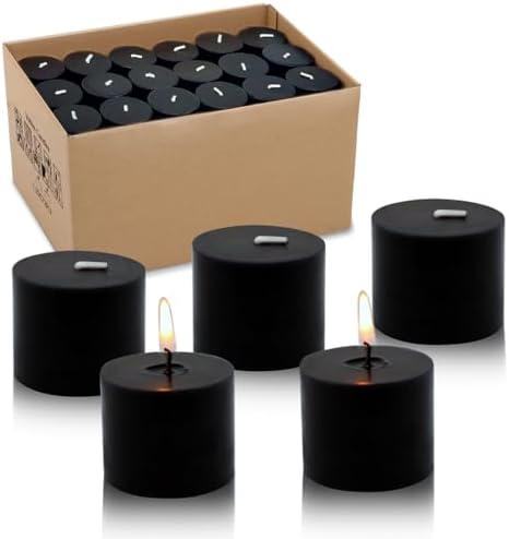 10 Hours Black Votive Candles Bulk, 36 Packs Small Unscented 1.5 Inch Diameter Wax Candles for Halloween Wedding, Party, Holiday & Home Decoration by Unknown
