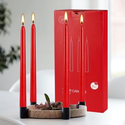 14 Pack Tall Taper candles-10 inch Red Unscented Candles with 8-Hour Burn Time for Christmas, Weddings, New Year Celebrations, Festive Gatherings - Image 2