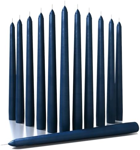 CANDWAX 12 inch Tapered Candles Set of 12 - Dripless and Smokeless Candle Sticks - Dark Blue Candle by CANDWAX