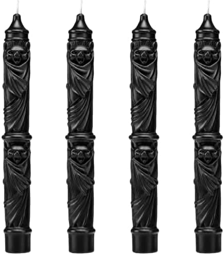 Nuanchu 4 Pcs Halloween Bat Black Taper Candles, Gothic Centerpiece Decor by Nuanchu