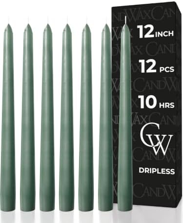 CANDWAX 12 Inch Taper Candles Sage Decor Unscented Candle Sticks 12 Pack by CANDWAX