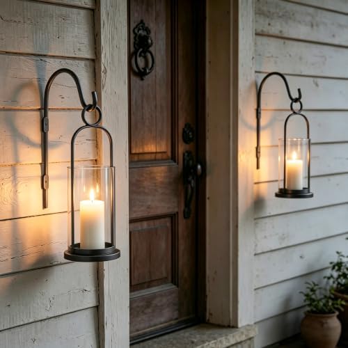 Wall Candle Sconces Hurricane Candles Holder, Modern Pillar Candle Lantern - Image 2