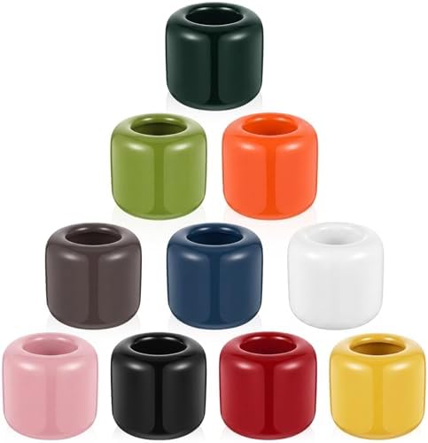 Suclain 10 Pcs 0.7 Inch Chime Candle Holder Small Candle Holders Ceramic Holder for Rituals, Spells, Vigil, Altar, Witchcraft, Wiccan Supplies (Colorful) by Suclain