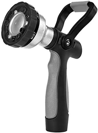 New Patent Garden Hose Nozzle, Heavy Duty Water Nozzle, High Pressure Fireman Style Nozzle with Ergonomic Handle to Water Lawn and Garden, Black by GREENMOUNT