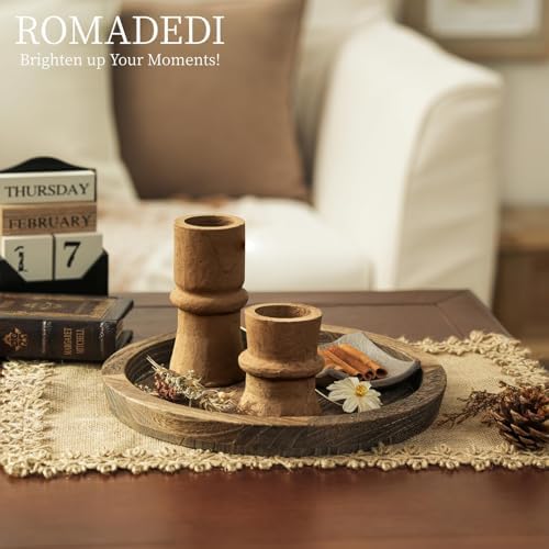 Romadedi Brown Paper Mache Taper Candle Holders, Set of 2 - Image 2