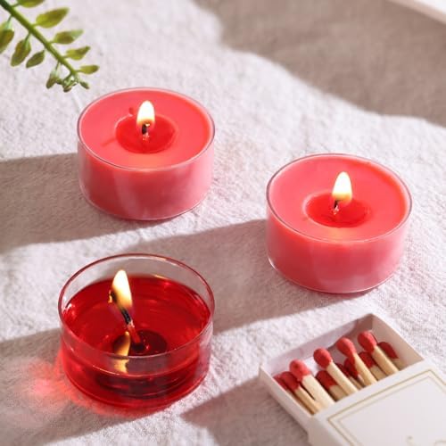 Scented Tea Lights Candles, Wisper of Rose, 16 Pack – Red Scented Tealight Candles– 100% Palm Wax – 6 Hour Burn Time Aromatherapy Tea Light Votive Candle for Dinner, Bedroom, Spa - Image 3