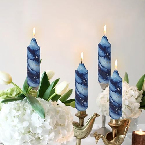 5 Inch Short Candles Starry Sky Print Taper Candles Printed Candlesticks Handmade Unscented Smokeless Candle for Home Dinner Wedding Holidays - Image 6