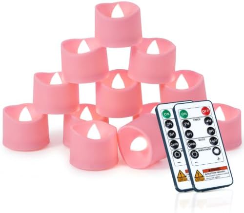 Homemory 24-Pack Pink Remote Flameless Battery Tea Light Candles, 400+ Hrs by Homemory