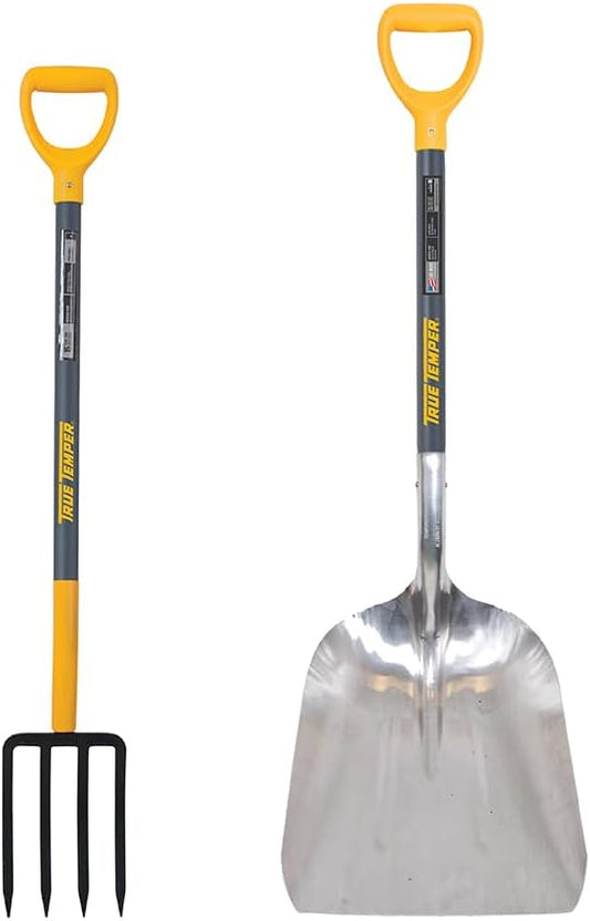 True Temper Mulching Bundle: Spade Fork and Aluminum Scoop