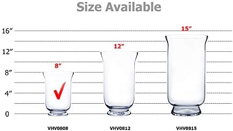 WGV Unique Bouquet Vase Bulk, 5.5" W, 8" H, Clear Short Hurricane Glass Candle Holder, Floral Planter Terrarium, Home Wedding Event Decor, 12 Pieces (VHV0808) - Image 3